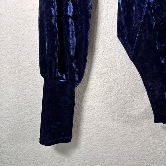 Free People Elegant Velvet Blue Bodysuit S/P - Picture 5 of 9
